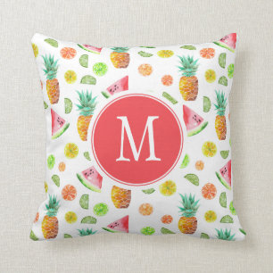 Watercolor Candied Fruit Pattern Throw Pillow