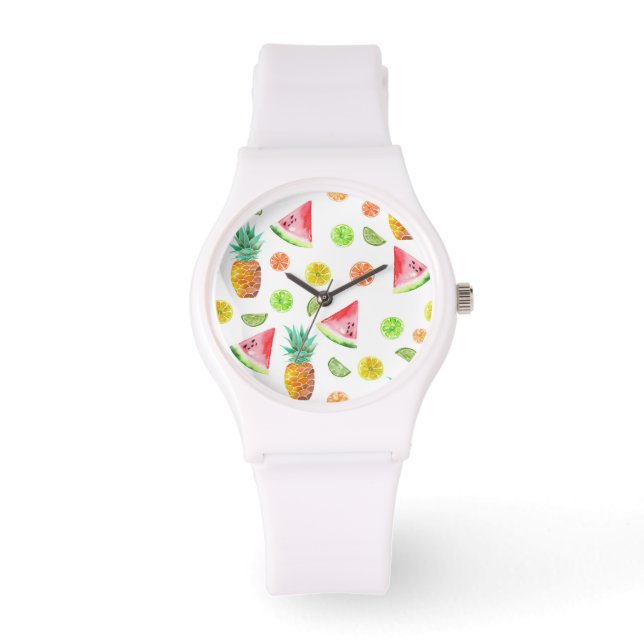 Watercolor Candied Fruit Pattern Watch (Front)