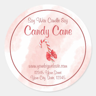 Watercolor Candy Cane Candle Label