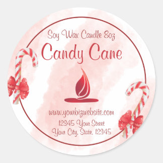 Watercolor Candy Cane Candle Label