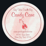 Watercolor Candy Cane Candle Label<br><div class="desc">Watercolor Candy Cane Candle Label featuring a watercolor paper background.</div>