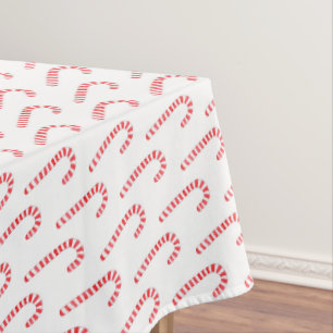 Watercolor Candy Cane Christmas Pattern Tablecloth