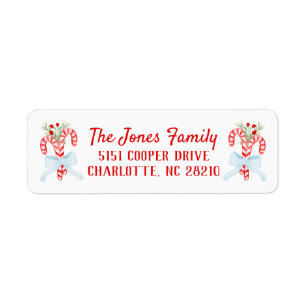 Watercolor Candy Cane, Christmas Return Address