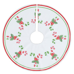 Watercolor Candy Cane Pattern - Christmas Brushed Polyester Tree Skirt