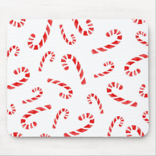 Watercolor Candy Cane Pattern Mouse Pad