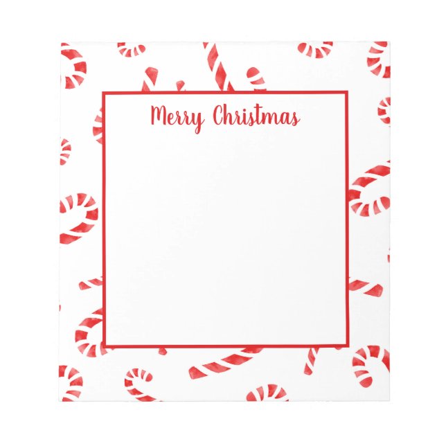 Watercolor Candy Cane Pattern Notepad (Front)