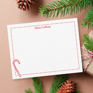 Watercolor Candy Cane Personalized Stationery Card