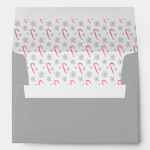 Watercolor Candy Cane Snowflake Return Address Envelope