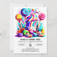 Watercolor Candy Sweet Chocolate Birthday