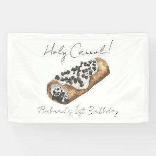 Watercolor Cannoli 1st Birthday Party Banner