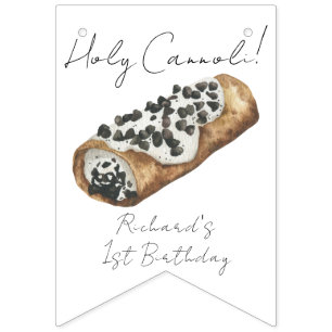Watercolor Cannoli 1st Birthday Party Bunting Flags