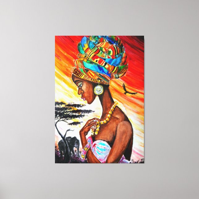 Watercolor Canvas Print - African Princess (Front)