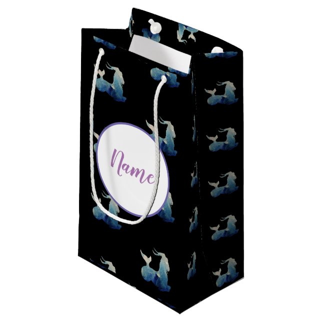 Watercolor Capricorn Drawing Small Gift Bag (Front Angled)