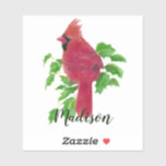 Watercolor Cardinal Red Bird Nature Custom Name<br><div class="desc">Watercolor Cardinal Red Christmas Bird Nature Wildlife art to personalize or customize with your name or quote.  Great for kids rooms for their laptop,  tablet,  locker,  guitar case or notebook and binders</div>
