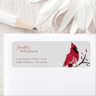 Watercolor Cardinal Return Address