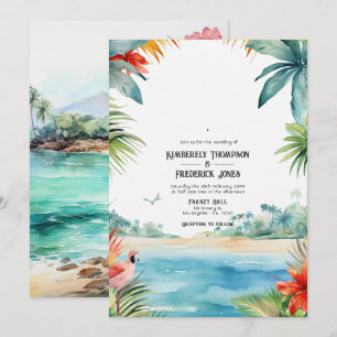 Watercolor Caribbean Destination Wedding Invitation