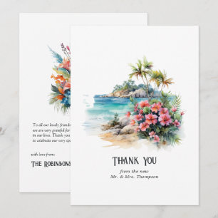 Watercolor Caribbean Destination Wedding Thank You Card