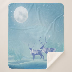 Watercolor Cariboo Animal  Wildlife Nature Art  Sherpa Blanket