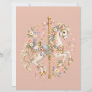 Watercolor Carousel Horse Parisian Fairytale Letterhead