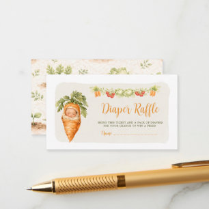 Watercolor Carrot Baby Diaper Raffle Locally Grown Enclosure Card