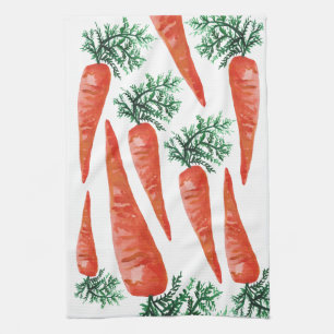 Watercolor carrots collection kitchen towel