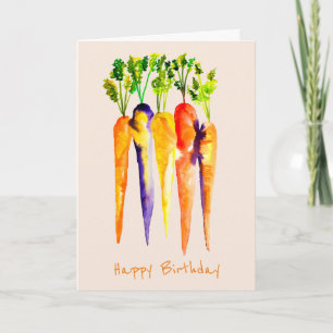 Watercolor carrots colourful food art card