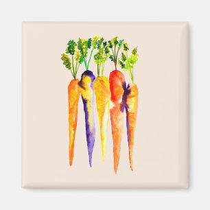Watercolor carrots colourful food art magnet
