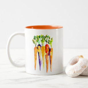 Watercolor carrots cute vegetables Two-Tone coffee mug