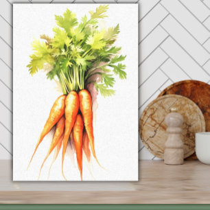 Watercolor Carrots Veggie Art for Kitchen Canvas Print