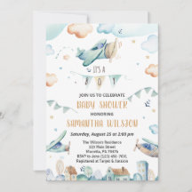 Watercolor Cartoon Airplanes Baby Shower
