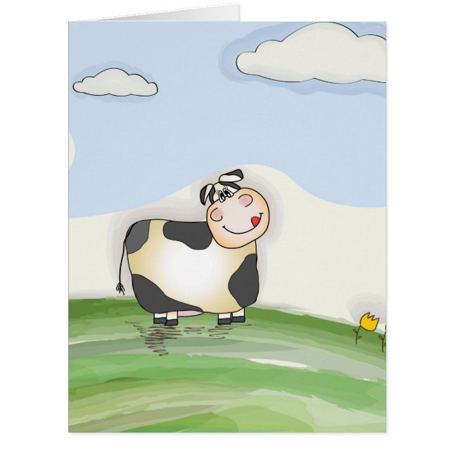 Watercolor Cartoon Cow (Front)