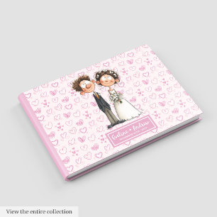 Watercolor Cartoon Newlywes Livre d'or Album