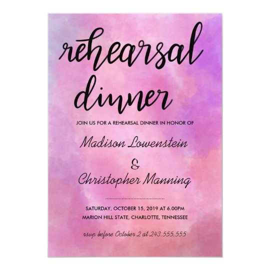 Watercolor Casual Script Rehearsal Dinner Wedding Card