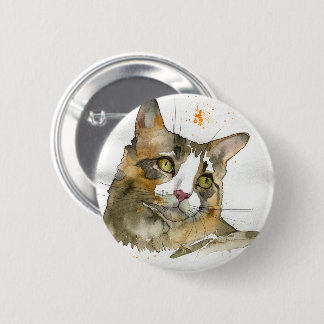Watercolor Cat 2 Inch Round Button