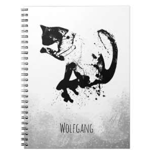 Watercolor Cat, Black Cat, Minimal, Black & White  Notebook