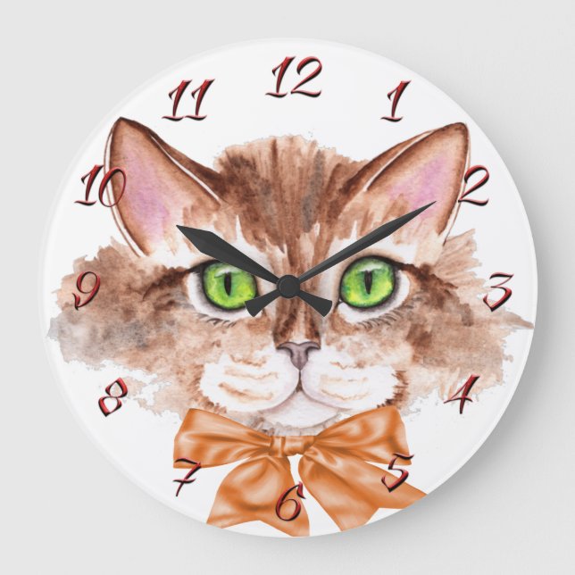 Watercolor Cat Clock (Front)