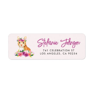 Watercolor Cat Floral Return Address Label II