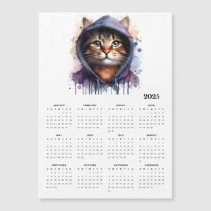 Watercolor Cat in Hoodie Splash Art 2025 Calendar
