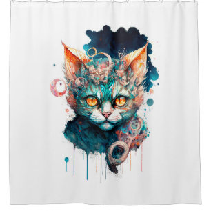 Watercolor cat in steampunk style
