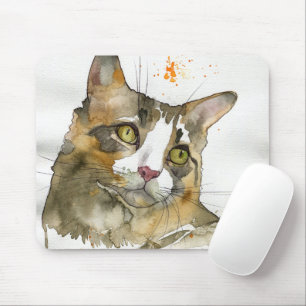 Watercolor Cat Mouse Pad