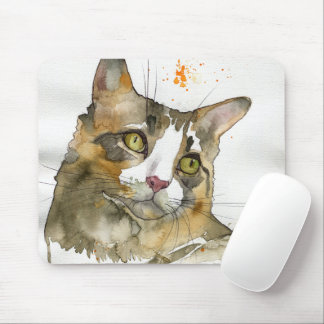 Watercolor Cat Mouse Pad