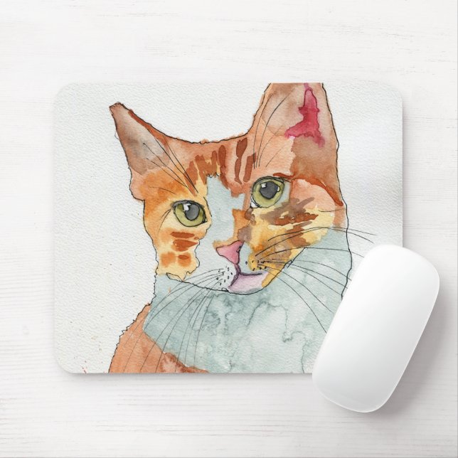 Watercolor Cat Mouse Pad (With Mouse)