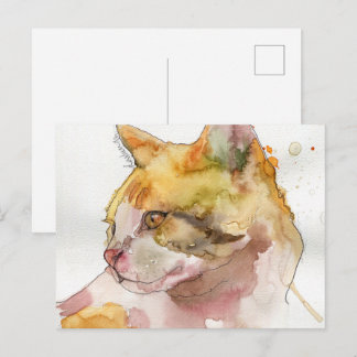 Watercolor Cat Postcard