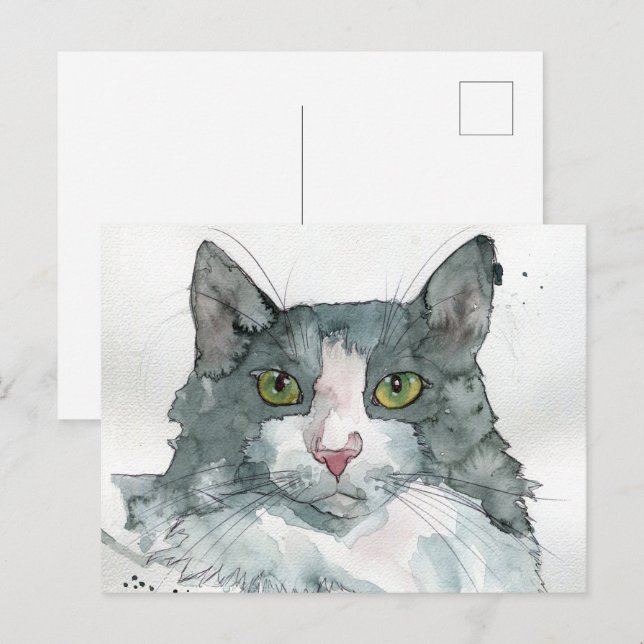 Watercolor Cat Postcard (Front/Back)