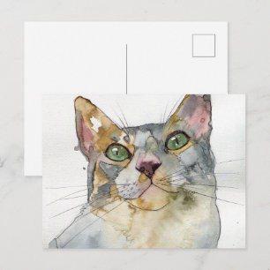 Watercolor Cat Postcard