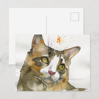 Watercolor Cat Postcard