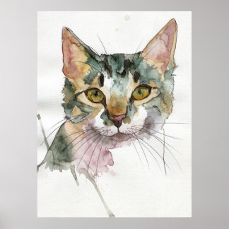Watercolor Cat Poster