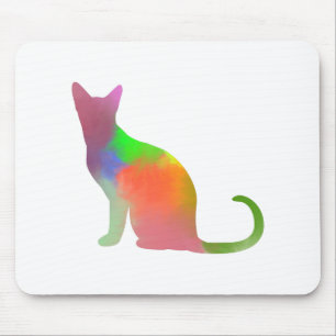 Watercolor Cat Silhouette Mouse Pad