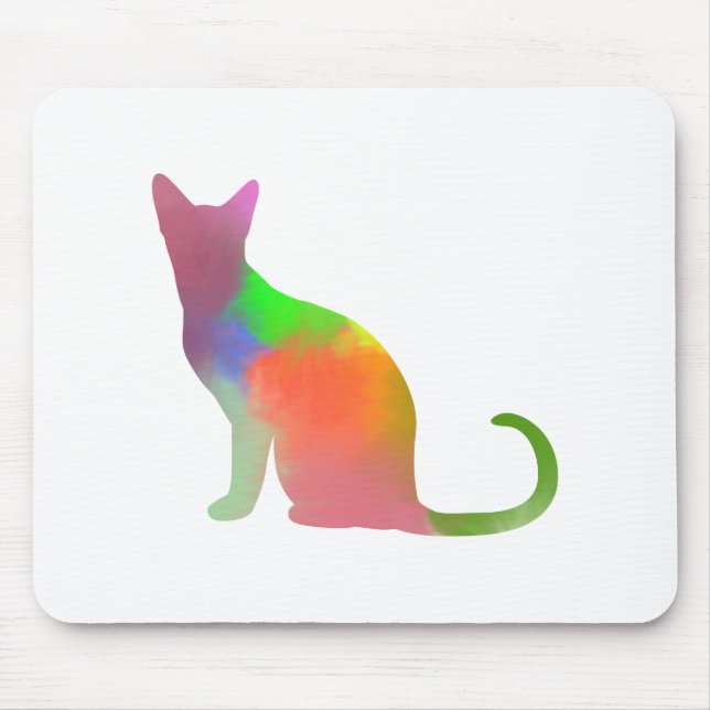 Watercolor Cat Silhouette Mouse Pad (Front)