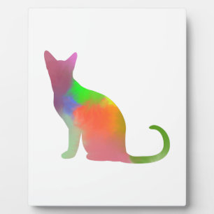 Watercolor Cat Silhouette Plaque